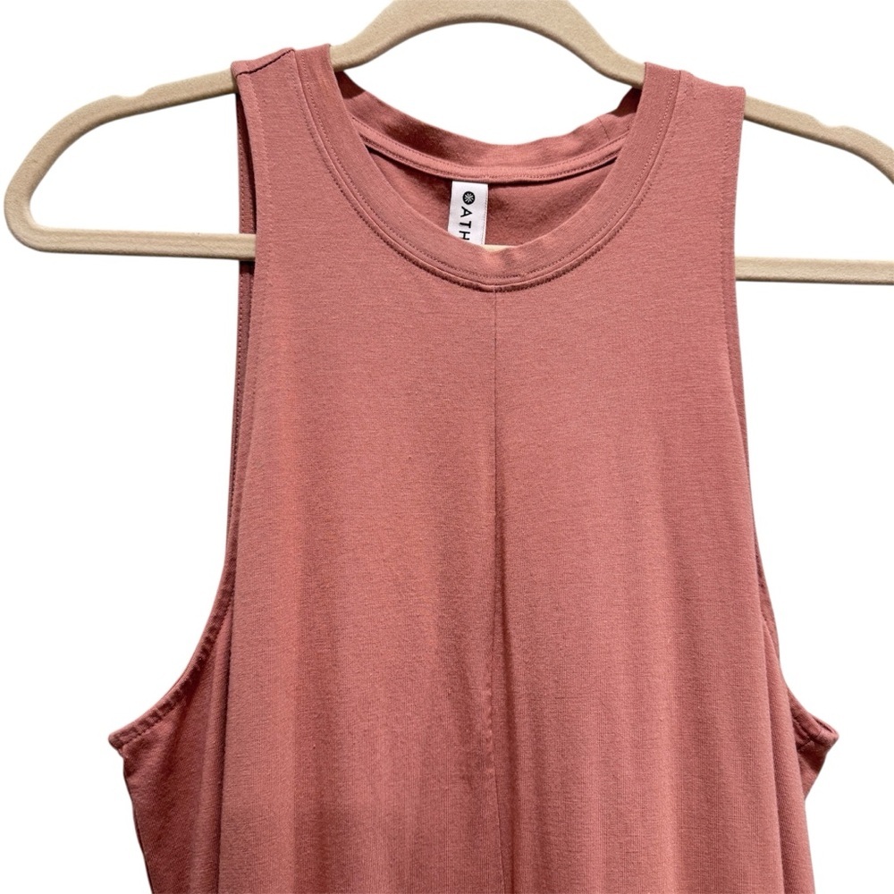 Athleta Destination Maxi Tank Dress Cotton Blend Athleisure Palermo Pink Mauve M - Picture 3 of 10